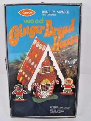 Vintage 1973 Arrow Paint By Number Wood Ginger Bread House Set