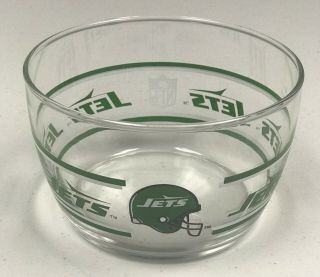 Vintage York Jets Football Nfl Glass Cereal Bowl Helmet Snack Dish