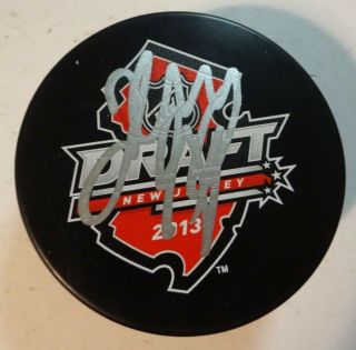 Autographed Josh Morrissey Signed 2013 Nhl Draft Hockey Puck Winnipeg Jets