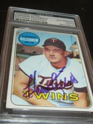 Harmon Killebrew 1969 Topps Baseball Card Autographed Psa Slab Minnesota Twins