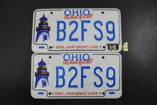 1996 Ohio License Plate B2fs9 Pair Erie Our Great Lake Lighthouse (b25