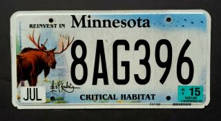 Minnesota " Wildlife Moose Bull - Critical Habitat " Mn Specialty License Plate