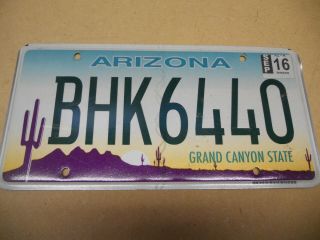 Single Us License Plate Expired Arizona " Bhk6440 "