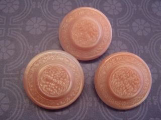 3 Vintage Pink Glass Buttons 23 Mm Sew Craft Scrapbook Knit Jewelry Quilt