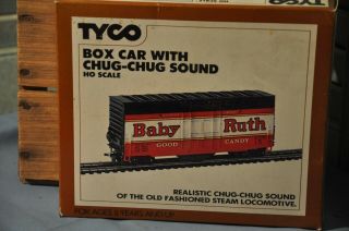 Vintage TYCO HO Train Box Car w Chug - Chug Sound Baby Ruth Open Box 91 - 0 - 285 3
