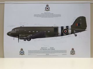 Multiple Signed Squadron Print Raf Bbmf Battl Of Britain Memorial Flight Dakota