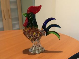 Vintage Murano Blown Glass Rooster Art Sculpture Chicken Italy Italian P158