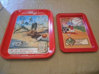 Baseball Memorabilia Metal Tin Tray Pair 2 Trays Great For Decoration Or Use