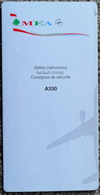 Mea Middle East Airlines Airbus A330 Airline Safety Card