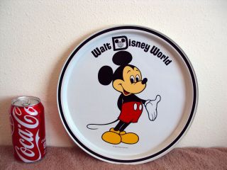 Vintage Disneyland Mickey Mouse Metal Tray - 10 & 3/4 " Diameter - Walt Disney