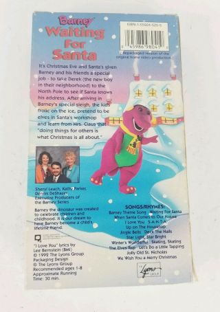 Vintage Barney Waiting for Santa VHS Tape Preschool Christmas Holiday Video 2