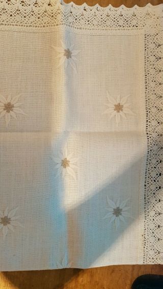 Vintage Linen And Lace Table Runner 40 X 16 Inches