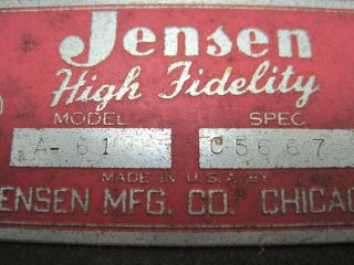 Jensen Model A - 61 Speaker Crossover Network for 601 and Others 2
