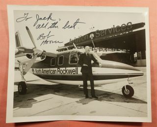 Test Pilot Bob Hoover Signed North American Rockwell Airplane Photo