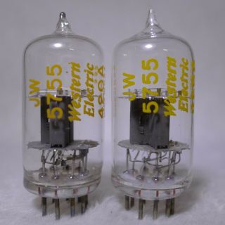Matched Pair Western Electric Jw 5755 Clear Top Mil - Spec Tube Usa Strong