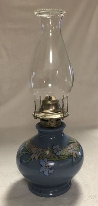 Vintage Kaadan Ltd Blue Floral Pattern Oil Lamp