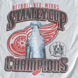 Detroit Red Wings 1997 Stanley Cup Champions T - Shirt Mens Size Xl Nhl White Flaw