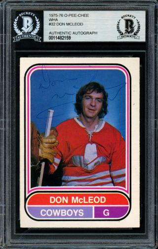 Don " Smokie " Mcleod Autographed 1975 - 76 Wha Opc Card Calgary Beckett 11482159