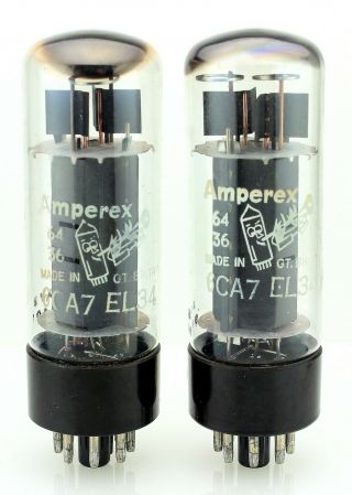 Matched Pair 1964 Amperex Bugle Boy (mullard Xf2) El34 6ca7 Vacuum Tubes
