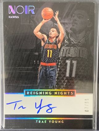 2018 - 19 Panini Noir Reigning Nights Trae Young Rc Rookie Auto 07/99 Hawks