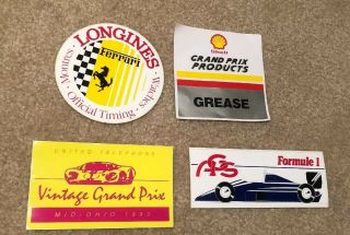 4 Vintage/old Racing F1 Formula 1 Stickers Formule 1 Shell Grand Prix Ferrari