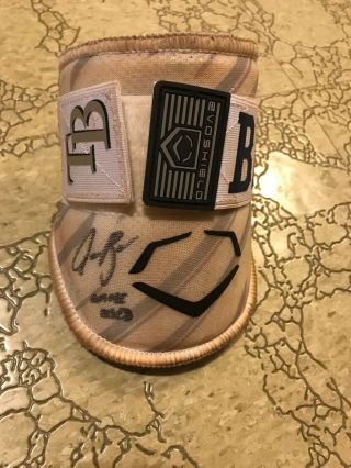 Jake Bauers Game Autographed Elbow Guard Rays Indians