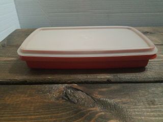 Vintage Tupperware Deli Lunch Meat Container 816 Paprika Red 9 X 5 Sheer Lid