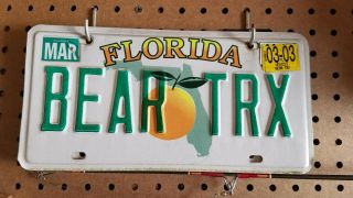 Florida Vanity License Plate.  " Bear Trx "