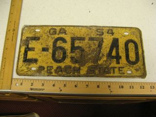 1954 54 Georgia Ga License Plate Tag E - 65740