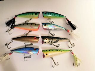 Eight Vintage Poppers For Bass & Other Various Fish