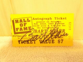 1992 Autograph Ticket " Bart Starr - Green Bay Packers " Autographed Stub (0439)