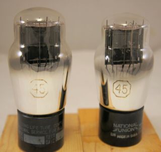 2 National Union Type 45 Radio Audio Vintage Tubes Test Very Strong Guaranteed