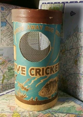 Vintage Live Crickets Bait Box Cannister Nature 