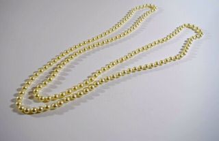 Vintage Simulated Pearl Necklace Long Single Strand 70 Inches Long Flapper Style