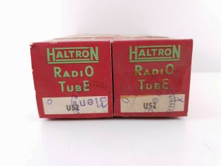 // 2 X U52 / Cv575 Haltron Tubes,  Pair,  Second Version,  Black Plates,  4a En - Air