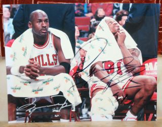 Michael Jordan Dennis Rodman Signed Autographed 8x10 Photo Chicago Bulls