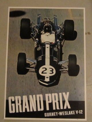 Dan Gurney Westlake Formula 1 F1 Poster Vgc