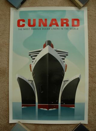 Cunard Line Travel Poster Airline Cruise Ship Art Queen Mary Ocean