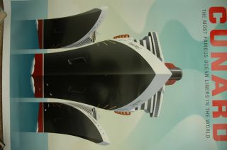 CUNARD LINE Travel Poster airline cruise ship art Queen Mary ocean 2