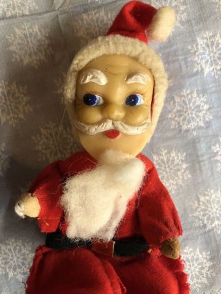 Vintage Japan Lee Wards 8” Santa Felt/Soft Plastic Head Christmas Decoration 3