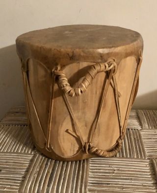 Vintage Native North American Double - Sided Handmade Animal Raw Hide Drum Tom Tom 2