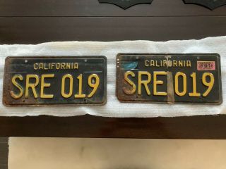 1963 California License Plates Pair Gold On Black Sre 019 Dmv Clear