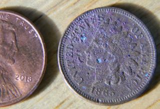 1865 Vtg Antique Civil War Relic Penny One Cent Coin Confederate Rebel Usa Dug