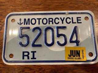 2007 Rhode Island Motorcycle License Plate,  52054,  All