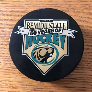 Bemidji State 50 Year Anniversary Game Puck CHA WCHA NCAA Hockey University 2