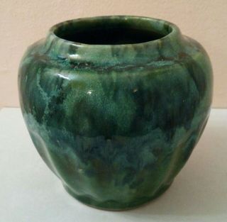 1930s Vintage Mccoy Pottery Planter Vase Green Onyx Brush Glaze Crazing