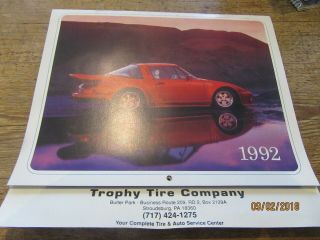 Vintage Car Calendar 1992 Trophy Tire Company