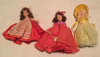 3 Rare Vintage Nancy Ann Storybook Bisque Dolls September Girl,  Daffy Down Dilly