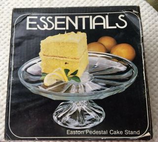 Vtg.  Glass Pedestal Cake Stand Dessert Plate - Box