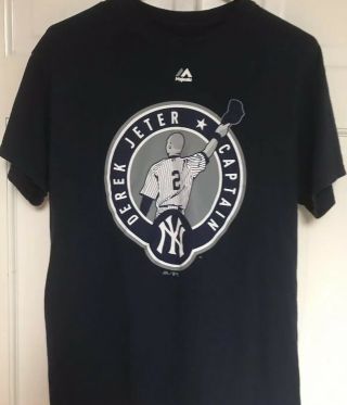 Majestic Derek Jeter 2 Captain York Yankees T - Shirt Mlb,  Men’s M,  Lue